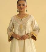 Ivory embroidered chanderi silk kurta set
