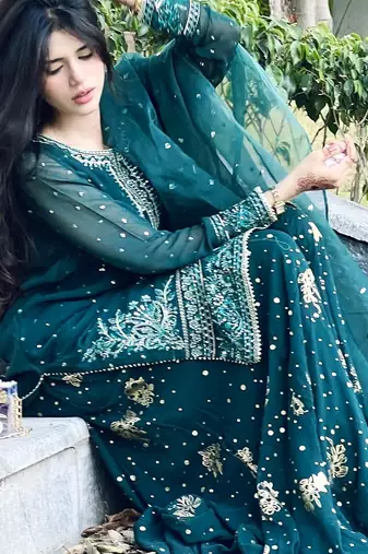 Blue Party Wear Look Georgette Top Skirt & Dupatta Set with Heavy Embroidery