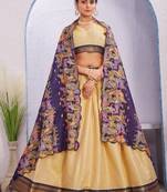 Cream-Coloured Cotton Silk Lehenga Choli Set with Kalamkari Muslin Dupatta & Cut Work Border