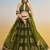 Mehendi Green Net Lehenga with Sequin & Thread Embroidery Work