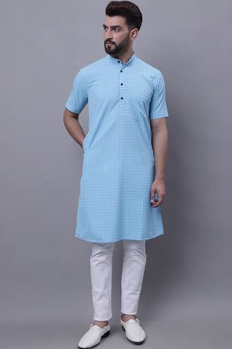 Pure cotton short sleeves kurta with band collar