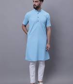 Pure cotton short sleeves kurta with band collar