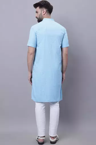 Pure cotton short sleeves kurta with band collar