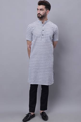 Pure cotton short sleeves kurta with band collar