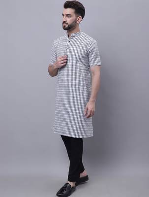 Pure cotton short sleeves kurta with band collar 2