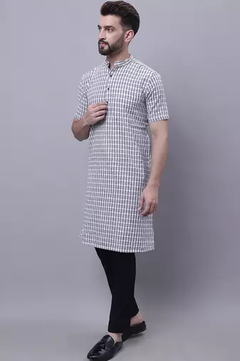 Pure cotton short sleeves kurta with band collar