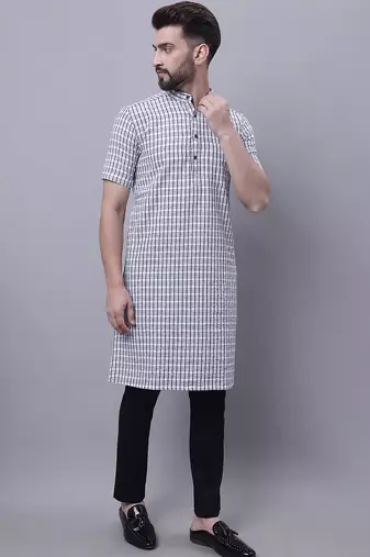 Pure cotton short sleeves kurta with band collar