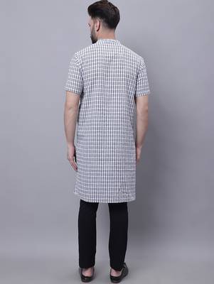 Pure cotton short sleeves kurta with band collar 4