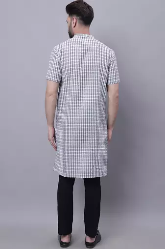 Pure cotton short sleeves kurta with band collar