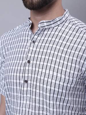 Pure cotton short sleeves kurta with band collar 5