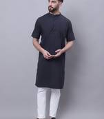Pure cotton short sleeves kurta with band collar