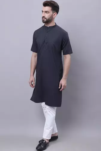Pure cotton short sleeves kurta with band collar