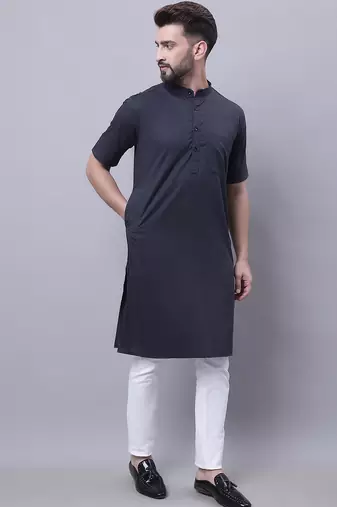 Pure cotton short sleeves kurta with band collar