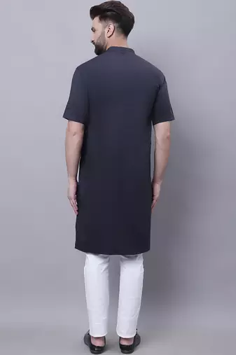 Pure cotton short sleeves kurta with band collar