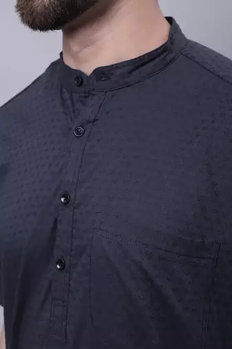 Pure cotton short sleeves kurta with band collar