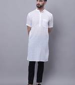 Pure cotton short sleeves kurta with band collar