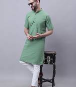 Pure cotton short sleeves kurta with band collar