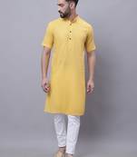 Pure cotton short sleeves kurta with band collar
