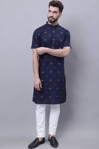 Pure cotton short sleeves kurta with band collar