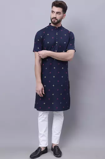 Pure cotton short sleeves kurta with band collar