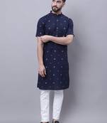 Pure cotton short sleeves kurta with band collar