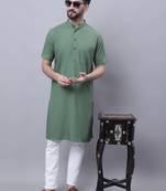 Pure cotton short sleeves kurta with band collar