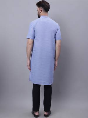Pure cotton short sleeves kurta with band collar 3
