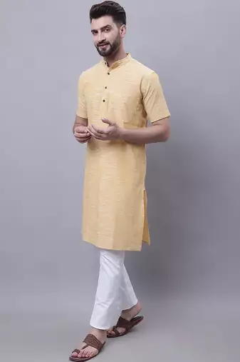 Pure cotton short sleeves kurta with band collar