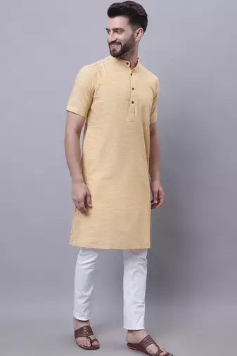 Pure cotton short sleeves kurta with band collar