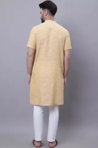 Pure cotton short sleeves kurta with band collar