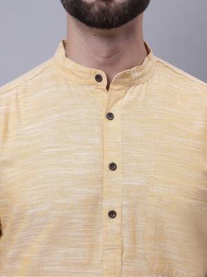 Pure cotton short sleeves kurta with band collar 5