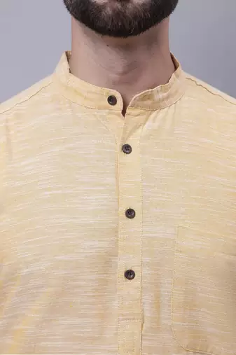 Pure cotton short sleeves kurta with band collar
