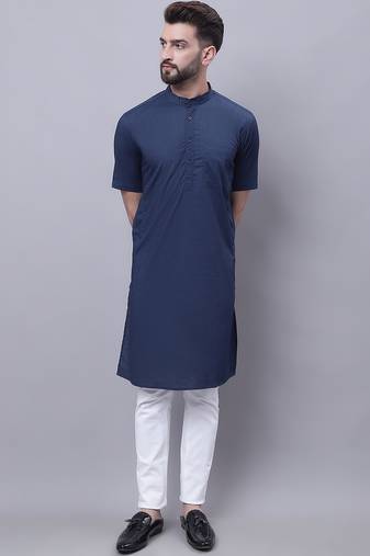 Pure cotton short sleeves kurta with band collar