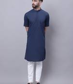 Pure cotton short sleeves kurta with band collar