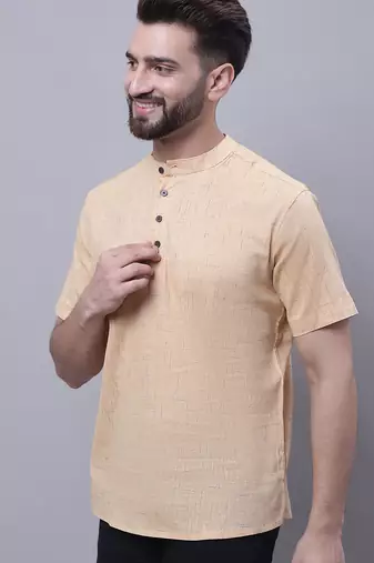 Pure cotton short kurta with band collar