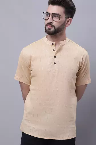 Pure cotton short kurta with band collar