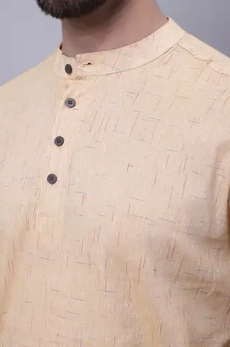 Pure cotton short kurta with band collar