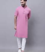 Pure cotton short sleeves kurta with band collar