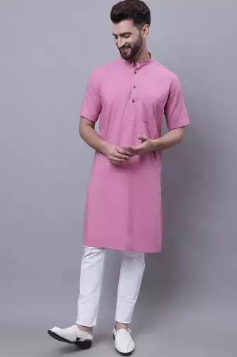Pure cotton short sleeves kurta with band collar
