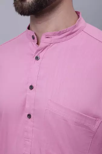Pure cotton short sleeves kurta with band collar
