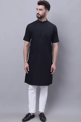 Pure cotton short sleeves kurta with band collar