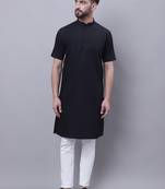 Pure cotton short sleeves kurta with band collar