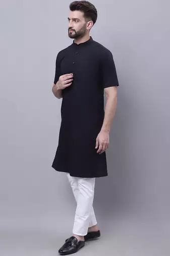 Pure cotton short sleeves kurta with band collar