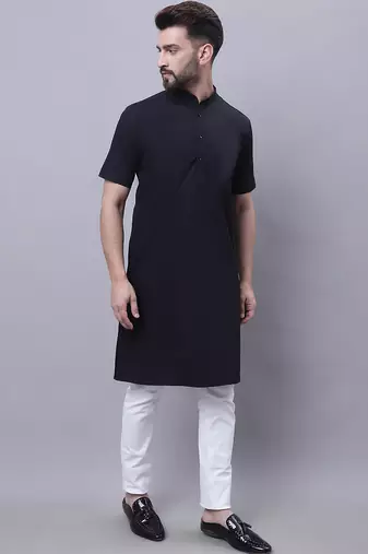 Pure cotton short sleeves kurta with band collar