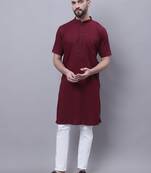 Pure cotton short sleeves kurta with band collar