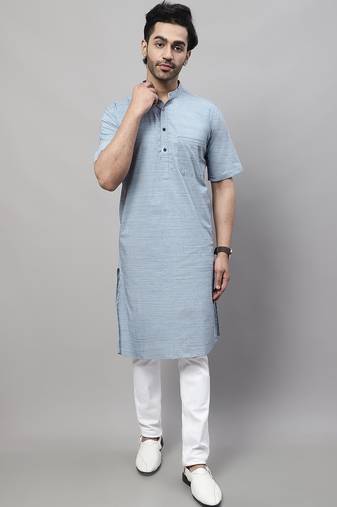 Pure cotton kurta with band collar