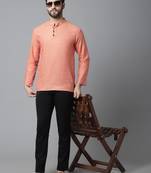 Pure cotton short kurta with band collar