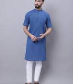 Pure cotton short sleeves kurta with band collar