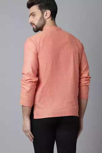 Pure cotton short kurta with band collar