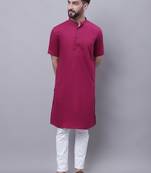 Pure cotton short sleeves kurta with band collar